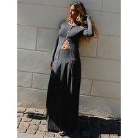 Vero Moda High Waist Long Pleated Skirt - Grey