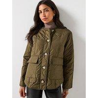 Vero Moda Millie Quilted Button Down Jacket - Green