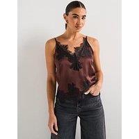 Rouge Lace Singlet Top - Brown