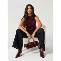 Vero Moda Milla Short Sleeve Lace Top - Burgundy