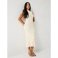 Aware Stormi Short Sleeve O-Neck 7/8 Knit Dress - Cream