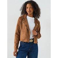 Vero Moda Jose Short Faux Suede Jacket - Brown