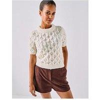 Vero Moda Pearl Short Sleeve Pullover Jumper - Cream