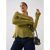 Vero Moda Lucy Lu Off Shoulder Knitted Jumper - Green