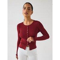 Vero Moda Wonder Long Sleeve O-Neck Button Cardigan - Red