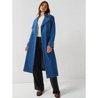 Jdy Katrine Long Sleeve Belt Trench Coat- Blue
