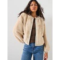 Vero Moda Faux Fur Short Jacket - Cream