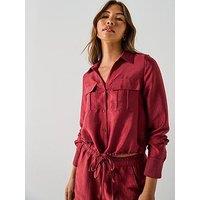 Vero Moda Toma Long Sleeve Tie Shirt - Red