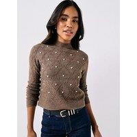 Jdy Structure Pearl Knit Jumper - Brown