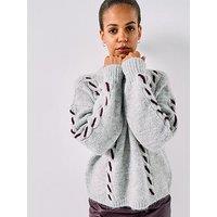 Vero Moda Ilina Long Sleeve O-Neck Handstitch Jumper - Grey