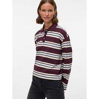 Vero Moda Lianna Long Sleeve Polo Top - Red