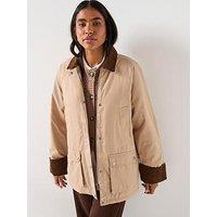 Vero Moda Wales Contrast Collar & Sleeve Barn Jacket - Beige