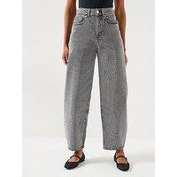 Vero Moda Billie High Rise Barrel Rhinestone Jeans - Grey