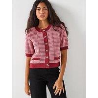 Vero Moda Marvelous 2/4 O-Neck Short Sleeve Cardigan - Pink
