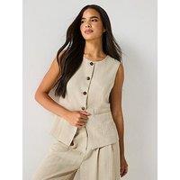 Aware Siga Short Sleeve O-Neck Tailored Waistcoat - Beige