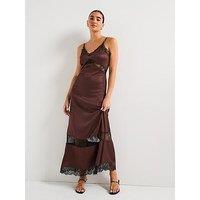 Rouge Lace Singlet Dress - Brown