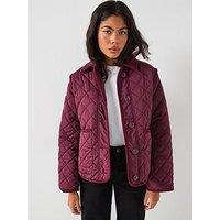 Vero Moda Emily Short Quilted Collar Detail Jacket - Red