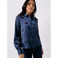 Jdy Long Sleeve Sequin Shirt - Blue