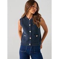 Jdy Stella Short Sleeve O-Neck Knitted Vest - Navy