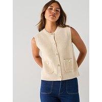 Jdy Stella Short Sleeve O-Neck Knitted Vest - Cream