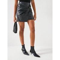 Vero Moda Twist Front Pu Skirt- Black