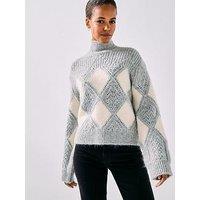Vero Moda Paloma Long Sleeve Highneck Jumper - Grey