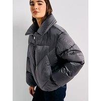 Boss Padilena High Neck Puffer Coat - Dark Purple