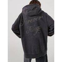 Hugo Oversized Hoodie With Embellished Logo - Black