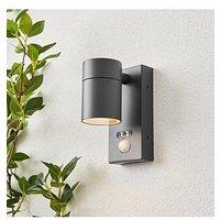 Leto Ip65 1Lt Fixed Gu10 Wall Light W Or Pir Anth