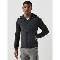 Alessandro Zavetti Mancini Seersucker Funnel Neck Hybrid Jacket - Black