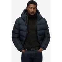 Superdry Hooded Sports Puffer Jacket - Navy