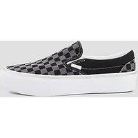 Vans Unisex Classic Slip-On Platform Plimsolls - Metallic Checkerboard Black