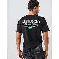 Alessandro Zavetti Montanelli Graphic Back Print T-Shirt - Black