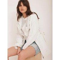 Mint Velvet Ivory Stripe Detail Parka - White