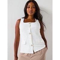 V By Very Curve Diamante Button Waistcoat - Cream