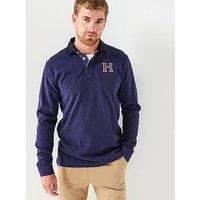 Hackett Heritage H Rugby Long Sleeve Polo Shirt - Navy