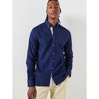 Hackett Flannel Trim Long Sleeve Shirt - Navy