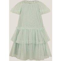 Monsoon Girls Anastasia Beaded Neck Swirl Dress - Light Green