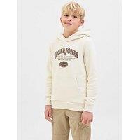 Jack & Jones Junior Boys Ari Branding Hoodie - Cream