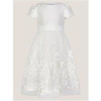 Monsoon Girls Alicia Embroidered Skirt Dress - Light Cream