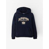 Jack & Jones Junior Boys Ari Branding Hoodie - Navy