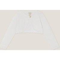 Monsoon Girls Bow Button Maeve Cardigan - Light Cream