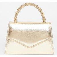 Quiz Gold Diamante Twist Top Handle Bag