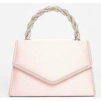 Quiz Pink Diamante Twist Top Handle Bag