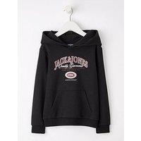 Jack & Jones Mini Younger Boys Ari Branding Hoodie - Black