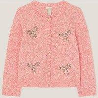 Monsoon Girls Hotfix Bow Knitted Cardigan - Pink