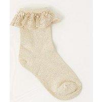 Monsoon Girls Sparkle Floral Socks - Gold