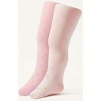 Monsoon Baby Girls 2 Pack Glittery Print Tights - Multi