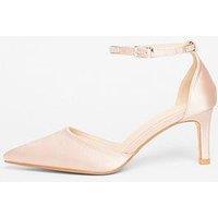 Quiz Champagne Diamante Strap Court Heels