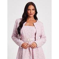 Quiz Pale Pink Jacquard Crop Jacket
